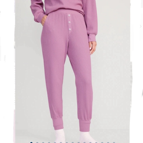 Old Navy Pants - Old Navy Mauve High-Waisted Waffle-Knit Pajama Thermal Jogger Pants
